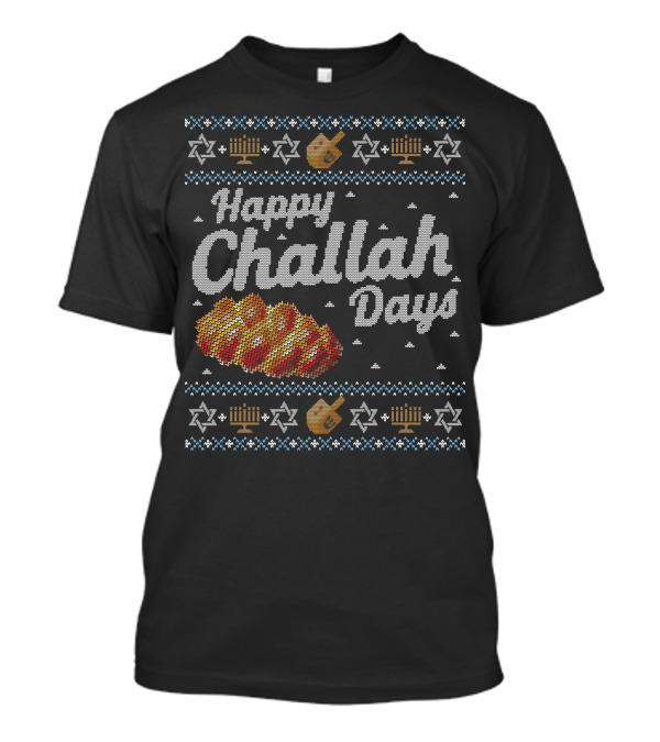 Hanukkah Happy Challah Days Menorah Star Of David Dreidel T-Shirt