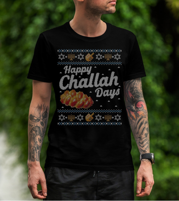 Hanukkah Happy Challah Days Menorah Star Of David Dreidel T-Shirt