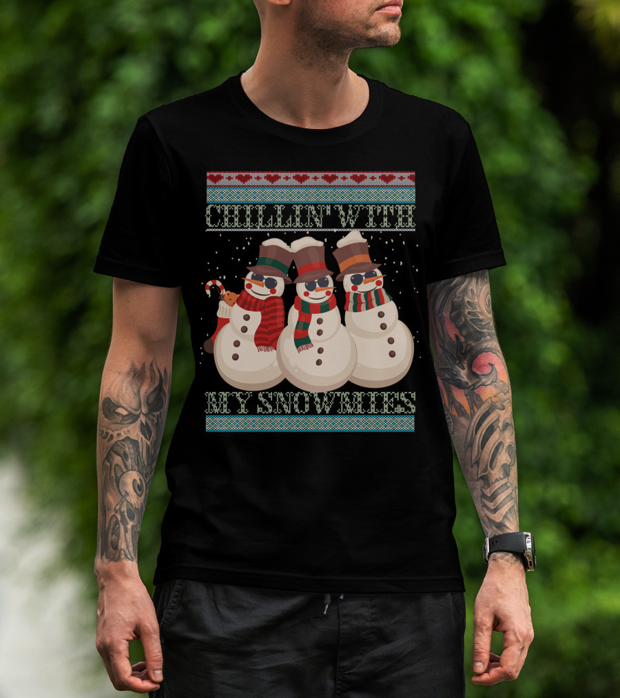 Chillin' With My Snowmies Hanes Men's Comfortwash Garment Dyed T-Shirt
