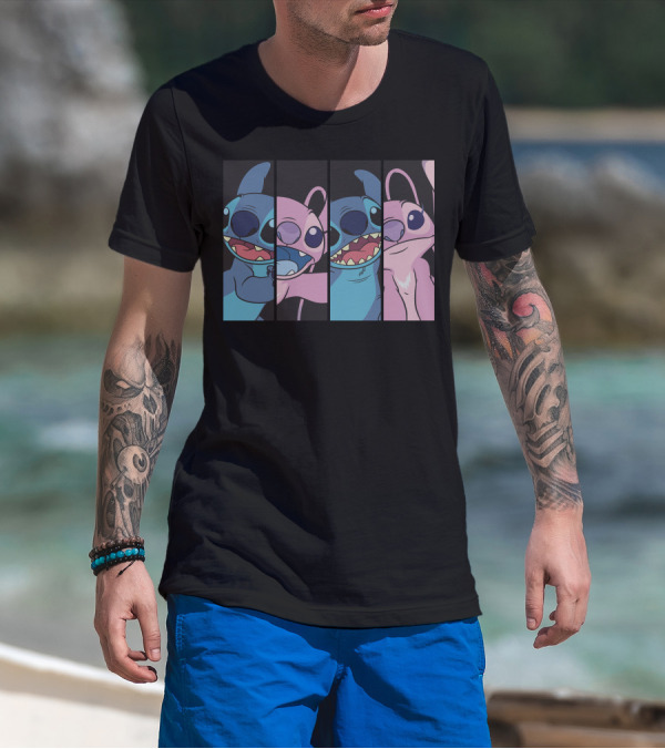 Disney Lilo And Stitch Boxed Faces Patchwork Characters T-Shirt
