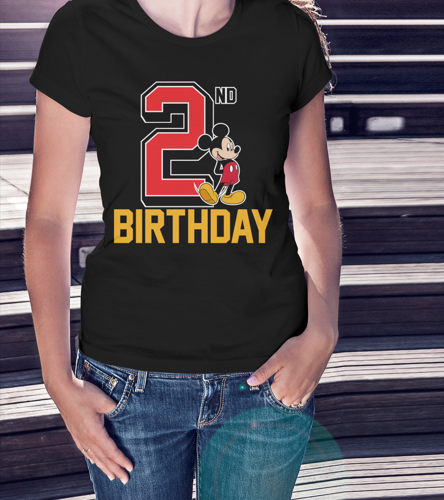 Mickey Mouse 2nd Birthday Celebration With Disney Themes T-Shirt