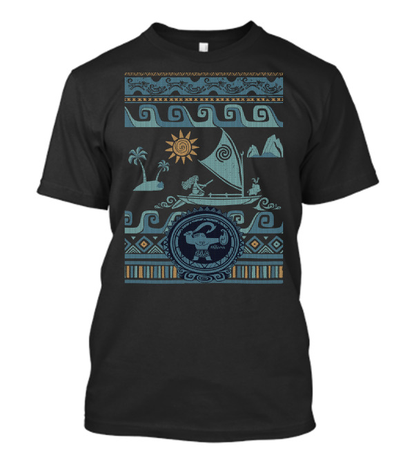 Disney Moana Boat Waves Maui Ugly Xmas T-Shirt