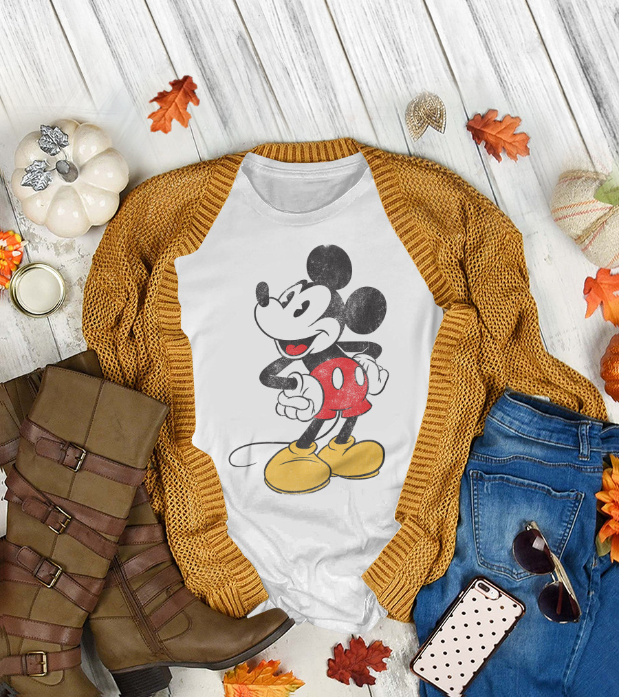 Mickey Mouse Classic Yellow Shoes Red Shorts Sassy Stance Disney T-Shirt