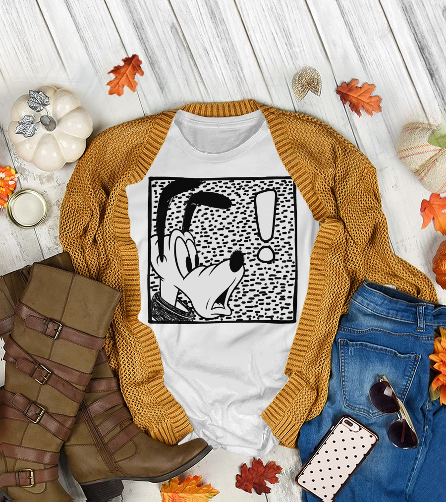 Disney Pluto Shocked Exclamation Point Reaction T-Shirt