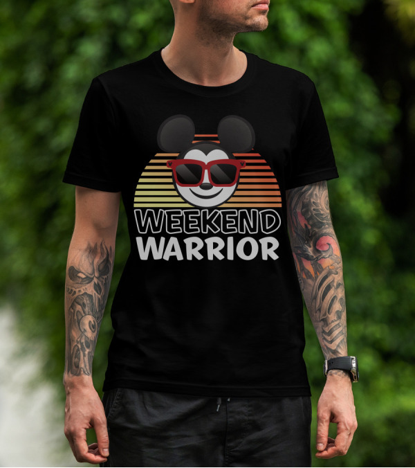Disney Weekend Warrior Mickey Mouse Retro Sunburst Sunglasses T-Shirt
