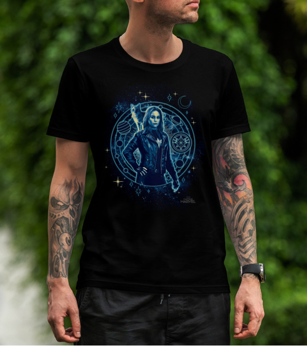 Captain Marvel Goose Cosmic Geometric Circle Space Adventure T-Shirt
