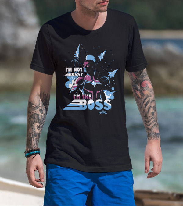 Captain Marvel I'm Not Bossy I'm The Boss Space Blue Red T-Shirt