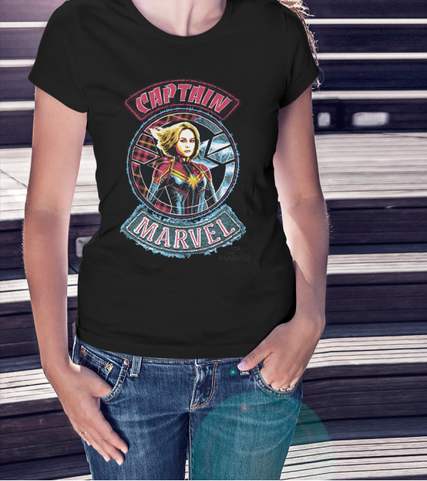 Captain Marvel Stitched Patched Emblem T-Shirt