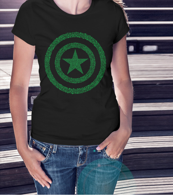Marvel Captain America Green Shamrock Star Emblem T-Shirt