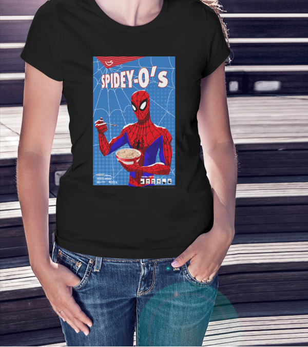Marvel Spider-Man Spiderverse Spidey-Os Cereal Box Breakfast Comics T-Shirt
