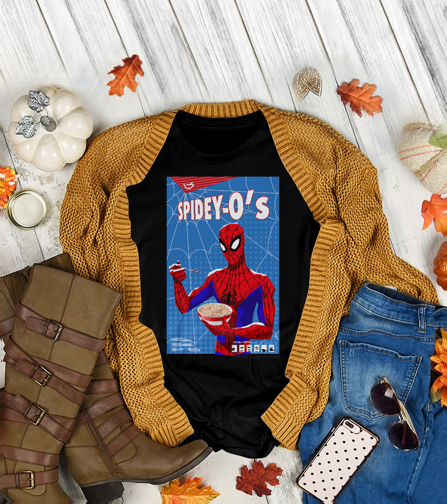 Marvel Spider-Man Spiderverse Spidey-Os Cereal Box Breakfast Comics T-Shirt