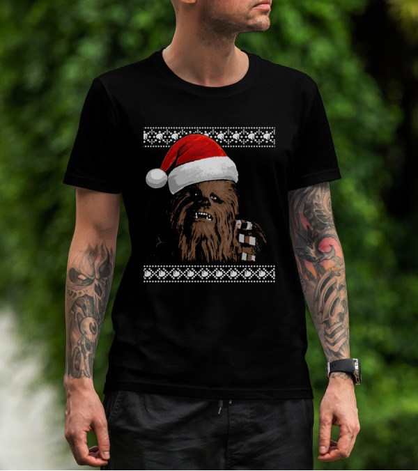 Chewbacca In Santa Hat Star Wars Holiday T-Shirt