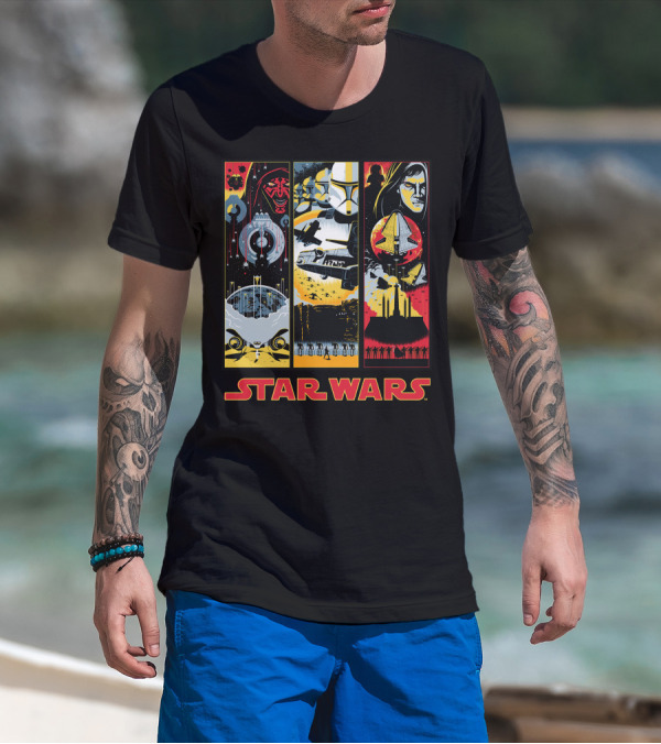 Star Wars Darth Maul Clone Trooper Anakin Panels T-Shirt