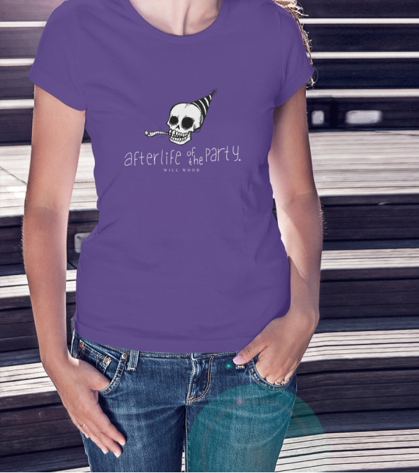 Afterlife Of The Party Skull With Party Hat And Blower T-Shirt
