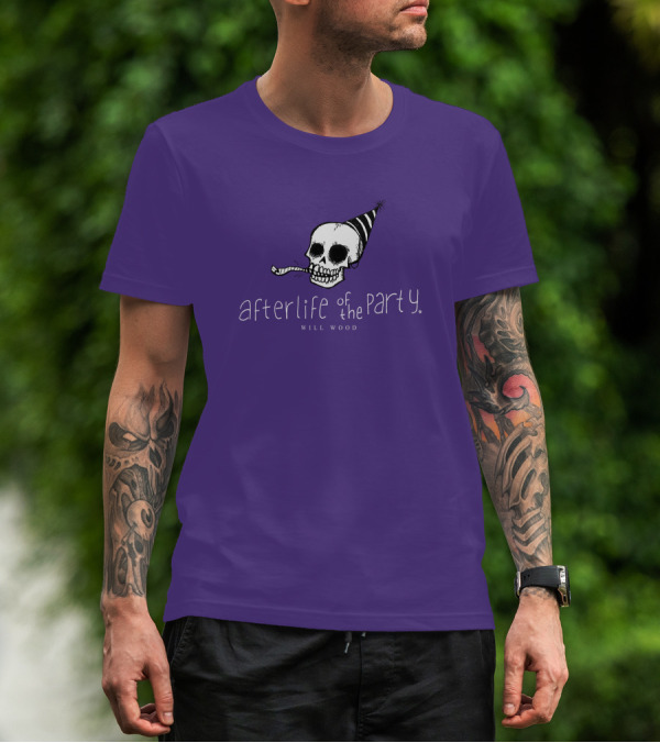 Afterlife Of The Party Skull With Party Hat And Blower T-Shirt