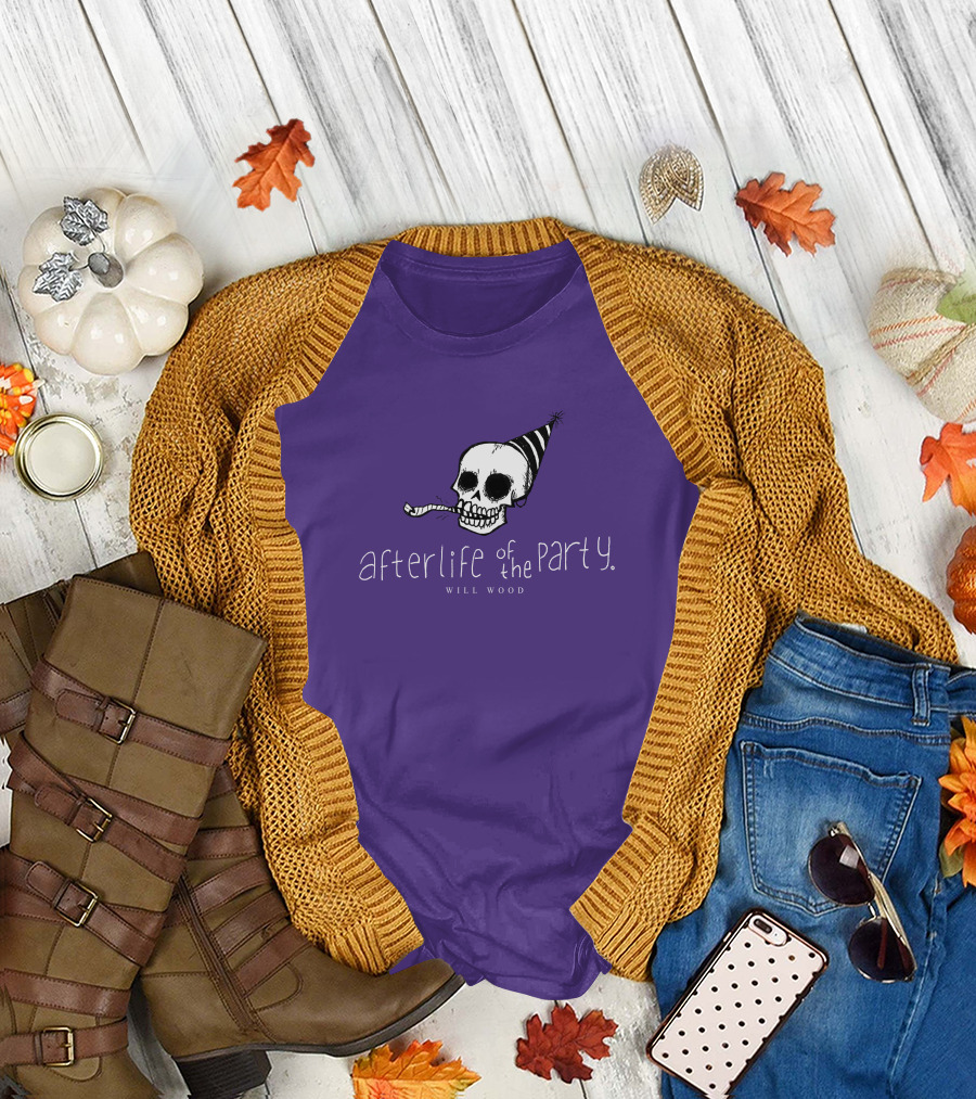 Afterlife Of The Party Skull with Party Hat and Blower T-Shirt