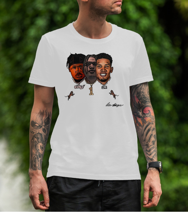 Ja'Marr Chase GV Tiger Trio Football T-Shirt