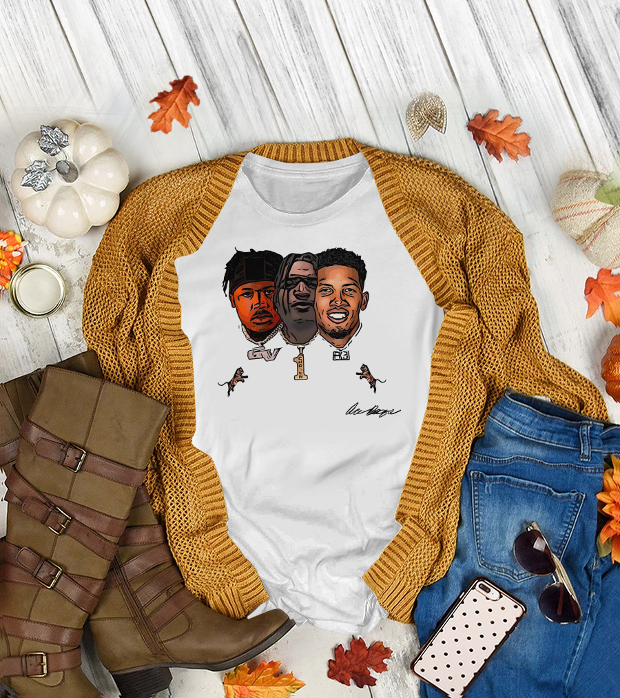 Ja'Marr Chase GV Tiger Trio Football T-Shirt
