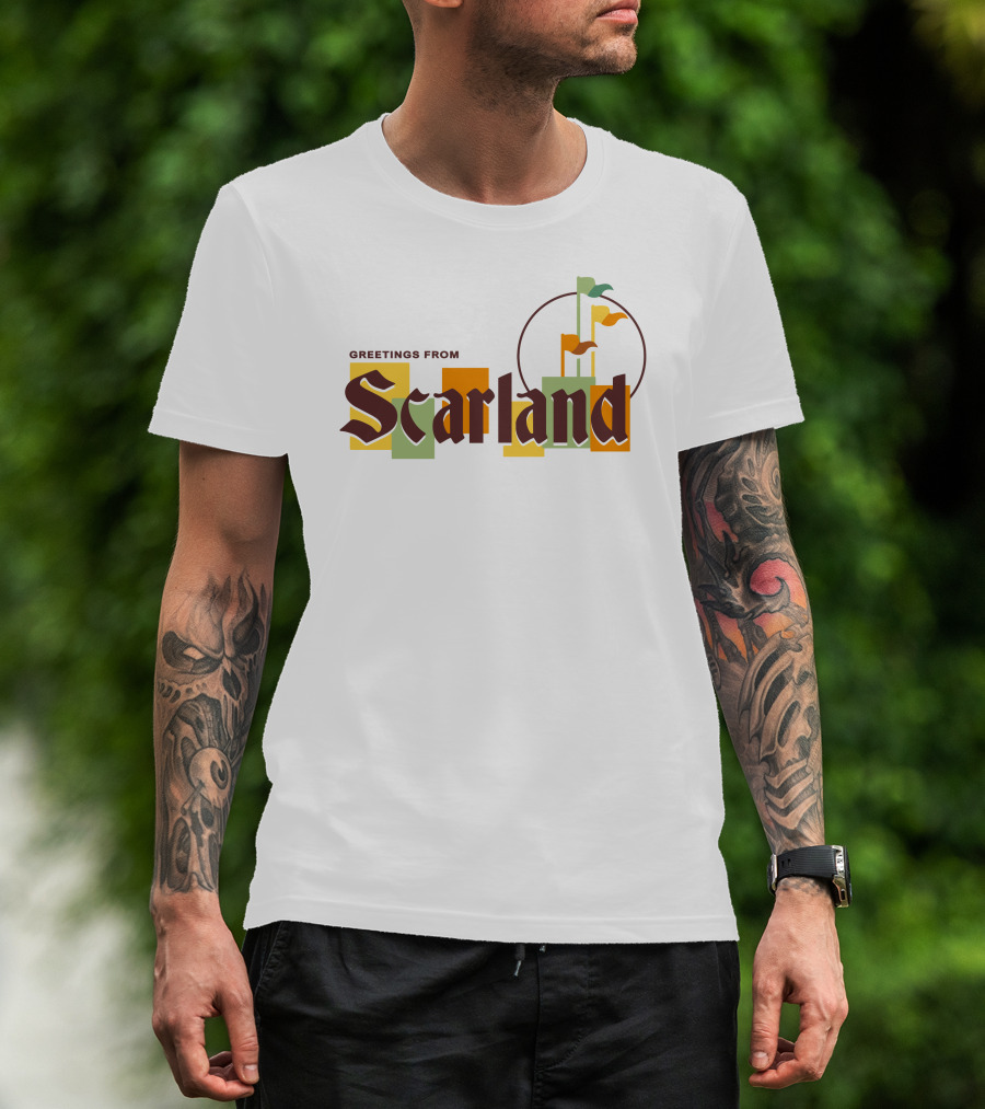 Greetings From Scarland Vintage Flags And Circles T-Shirt