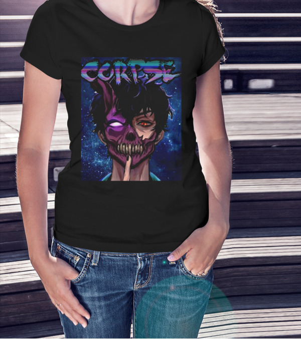 CORPSE Husband Anime Half Demon Face Art Dark Space Background T-Shirt