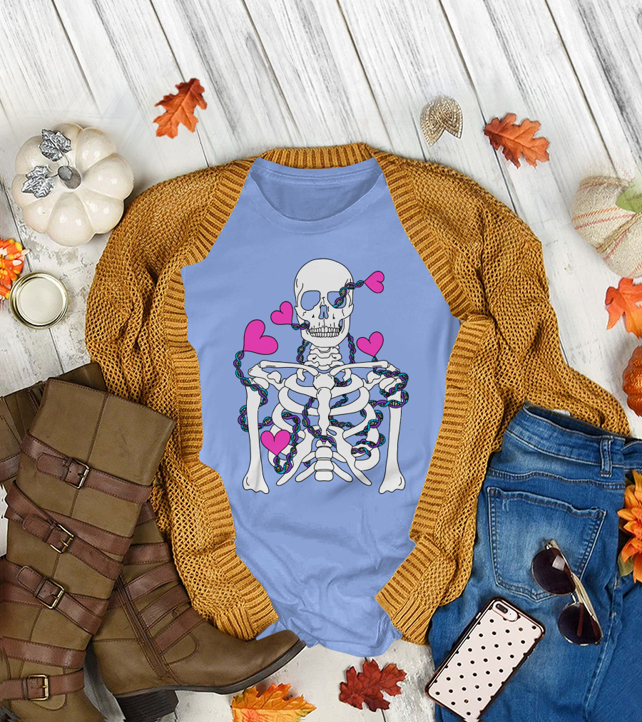 Lany Merch Tie Dye DNA Skeleton Hearts T-Shirt