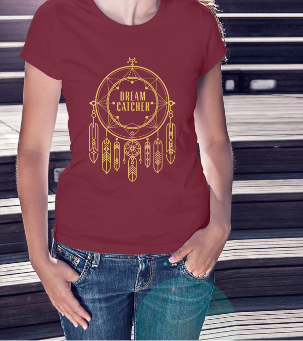 Dreamcatcher Merch Dream Catcher Geometric Feather T-Shirt