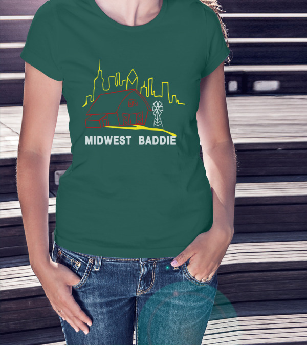 Midwest Baddie Caucasian James Merch Skyline Barn Windmill T-Shirt