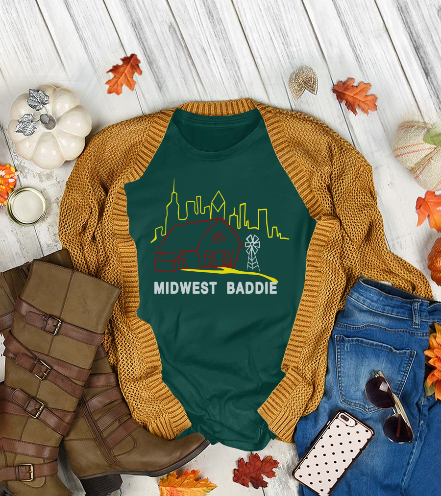 Midwest Baddie Caucasian James Merch Skyline Barn Windmill T-Shirt