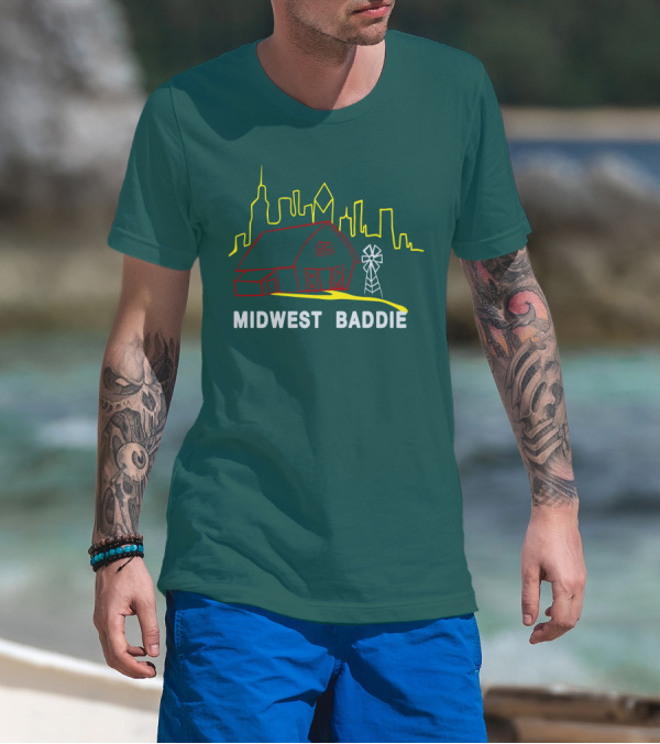 Midwest Baddie Caucasian James Merch Skyline Barn Windmill T-Shirt