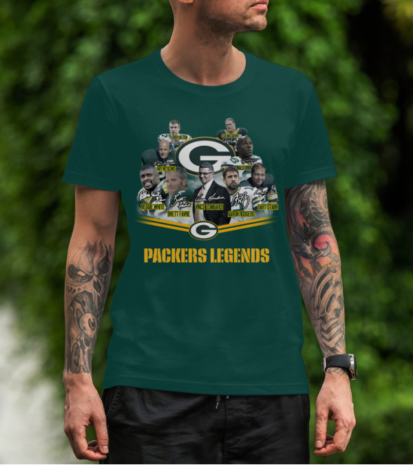 Green Bay Packers Legends Vince Lombardi Reggie White Brett Favre Aaron Rodgers Bart Starr T-Shirt