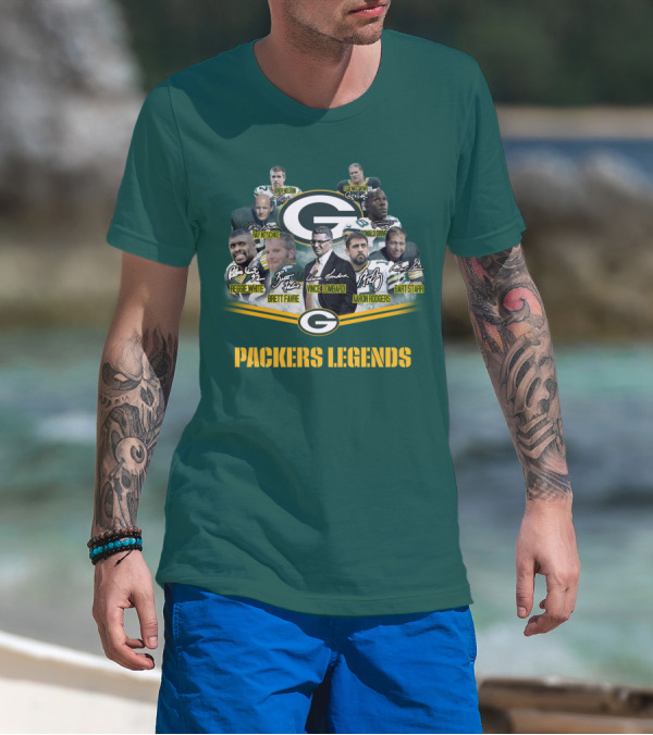 Green Bay Packers Legends Vince Lombardi Reggie White Brett Favre Aaron Rodgers Bart Starr T-Shirt