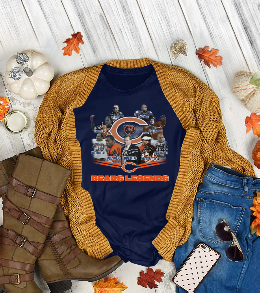 Bears Legends Dick Butkus Charles Tillman Mike Singletary Gale Sayers Mike Ditka Lance Briggs Sid Luckman Walter Payton Brian Urlacher T-Shirt