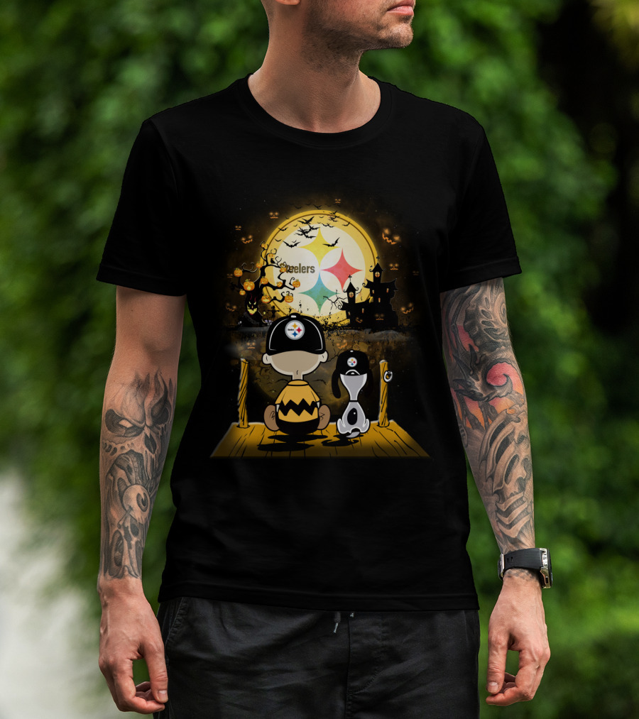 Peanuts Steelers Halloween Pumpkin Patch Scene T-Shirt