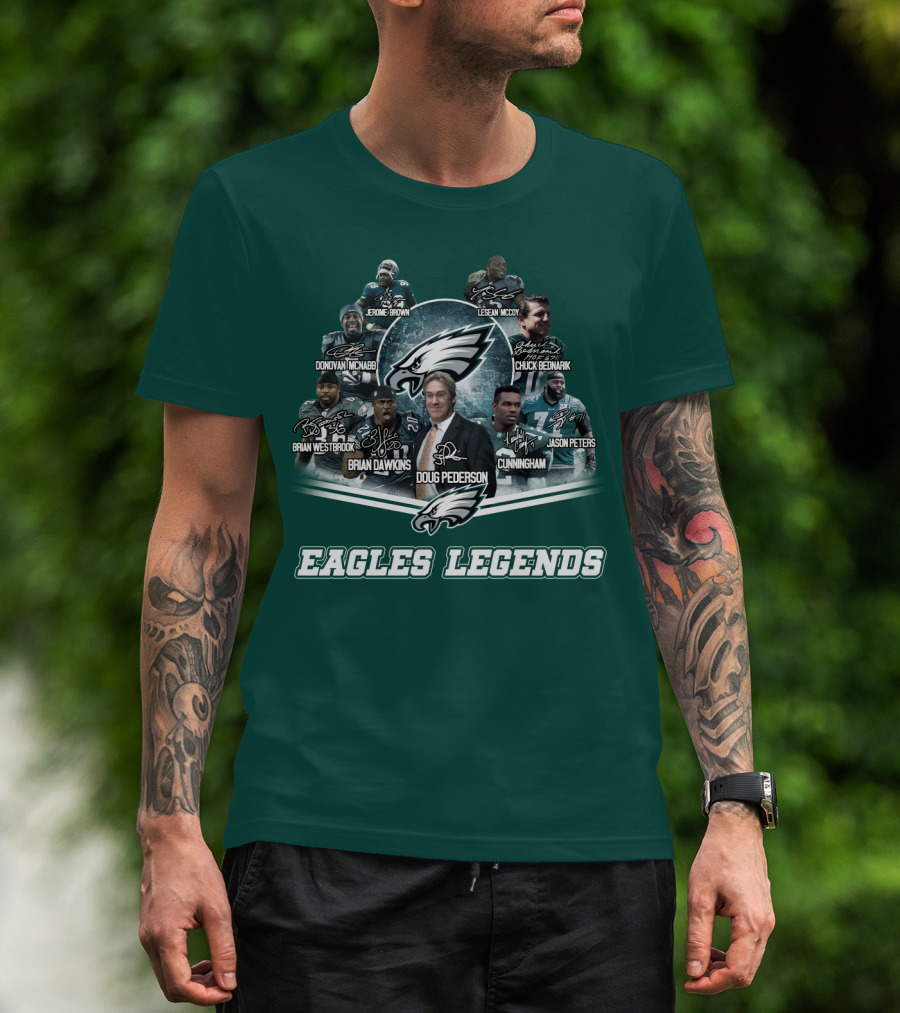 Eagles Legends Jerome Brown Lesean Mccoy Donovan Mcnabb Chuck Bednarik Brian Westbrook Brian Dawkins Doug Pederson Randall Cunningham Jason Peters T-Shirt