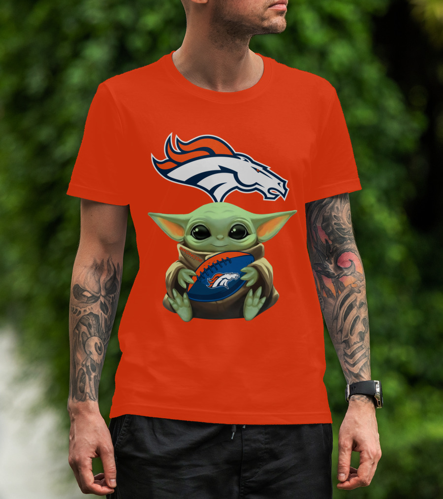 Denver Broncos Baby Yoda Football Fan T-Shirt