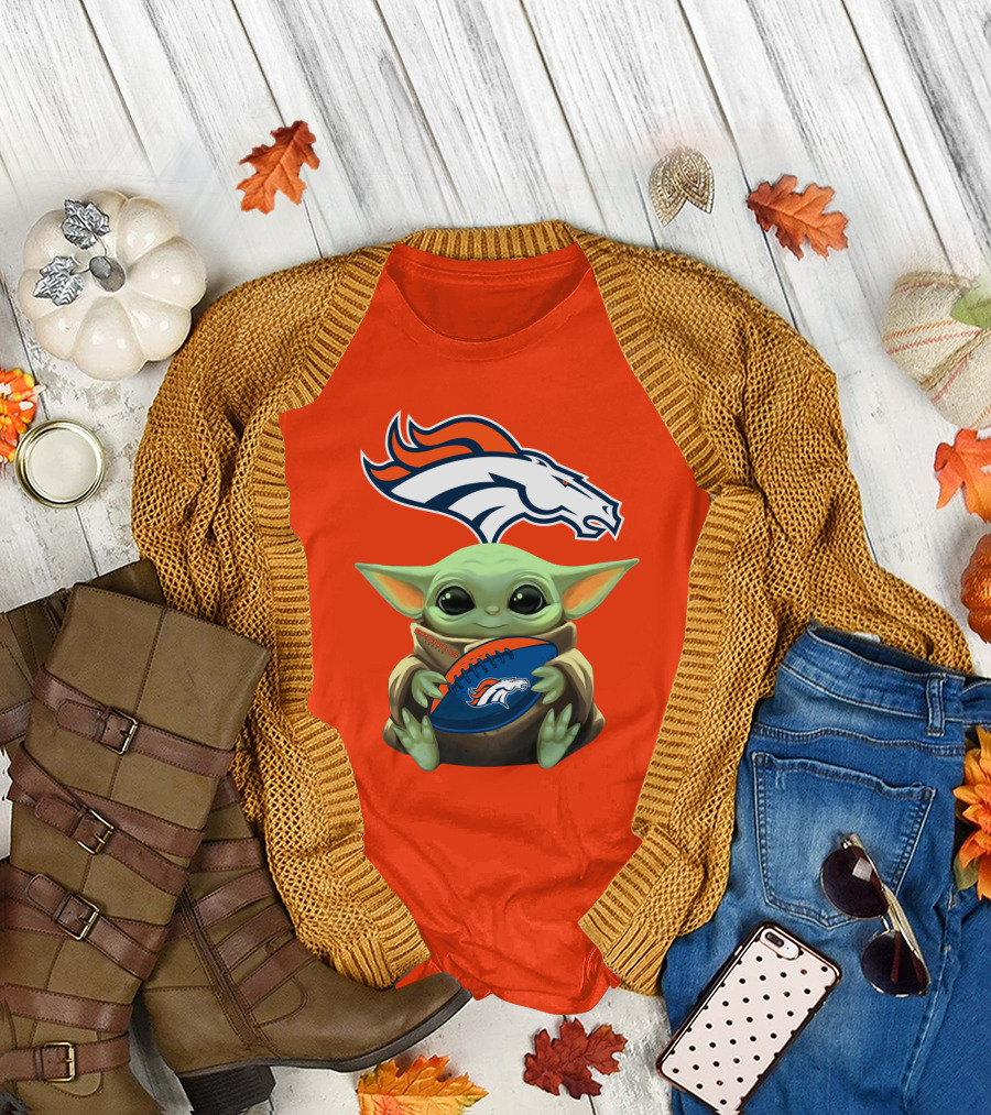 Denver Broncos Baby Yoda Football Fan T-Shirt