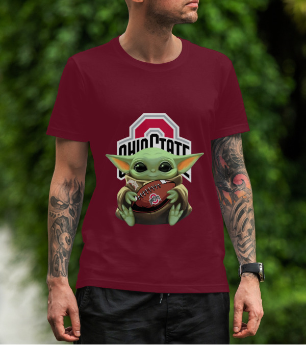 Ohio State Baby Yoda Football T-Shirt