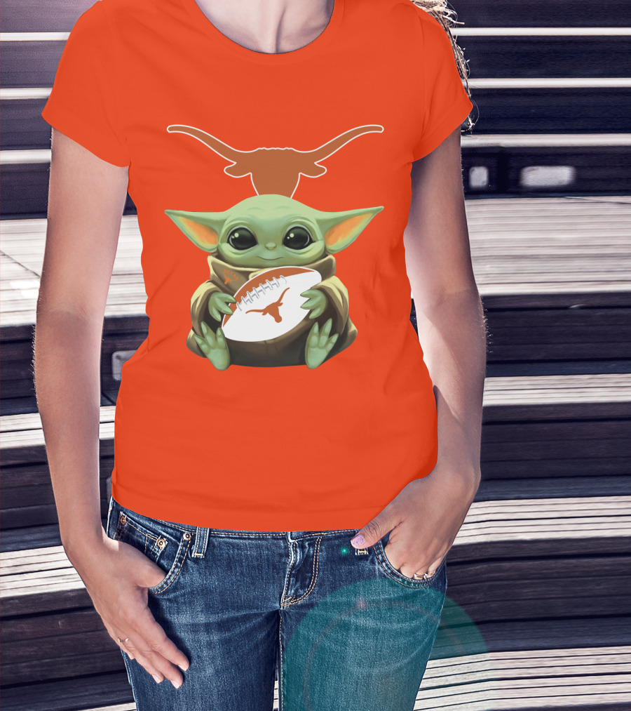 Baby Yoda Texas Longhorns Football T-Shirt