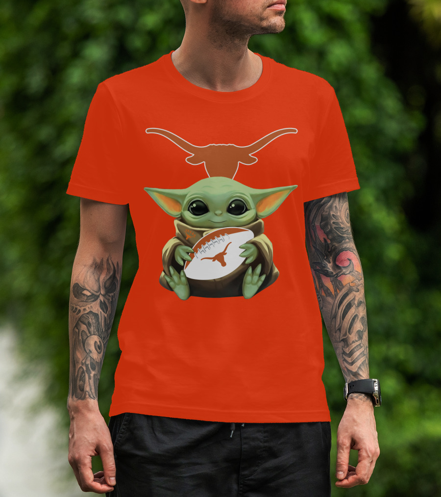 Baby Yoda Texas Longhorns Football T-Shirt
