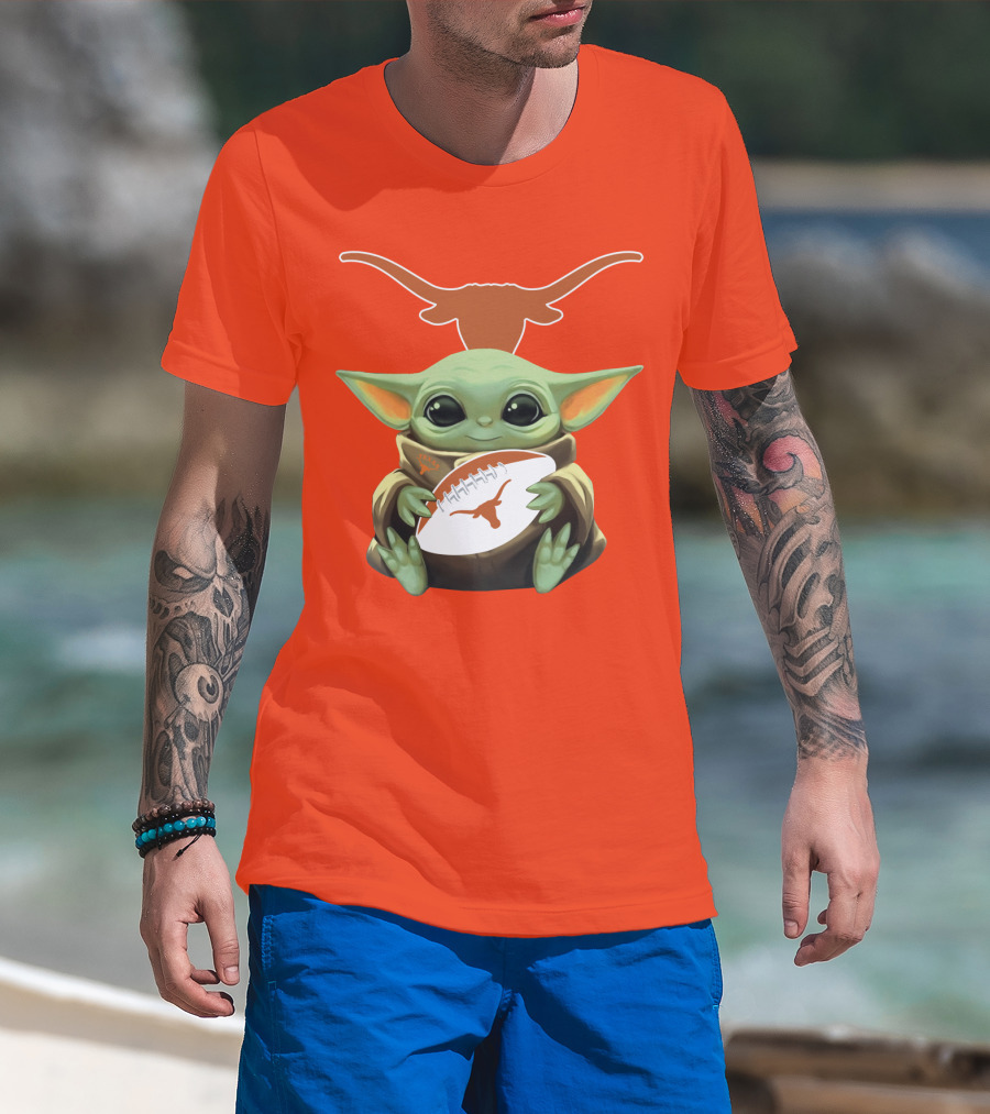 Baby Yoda Texas Longhorns Football T-Shirt