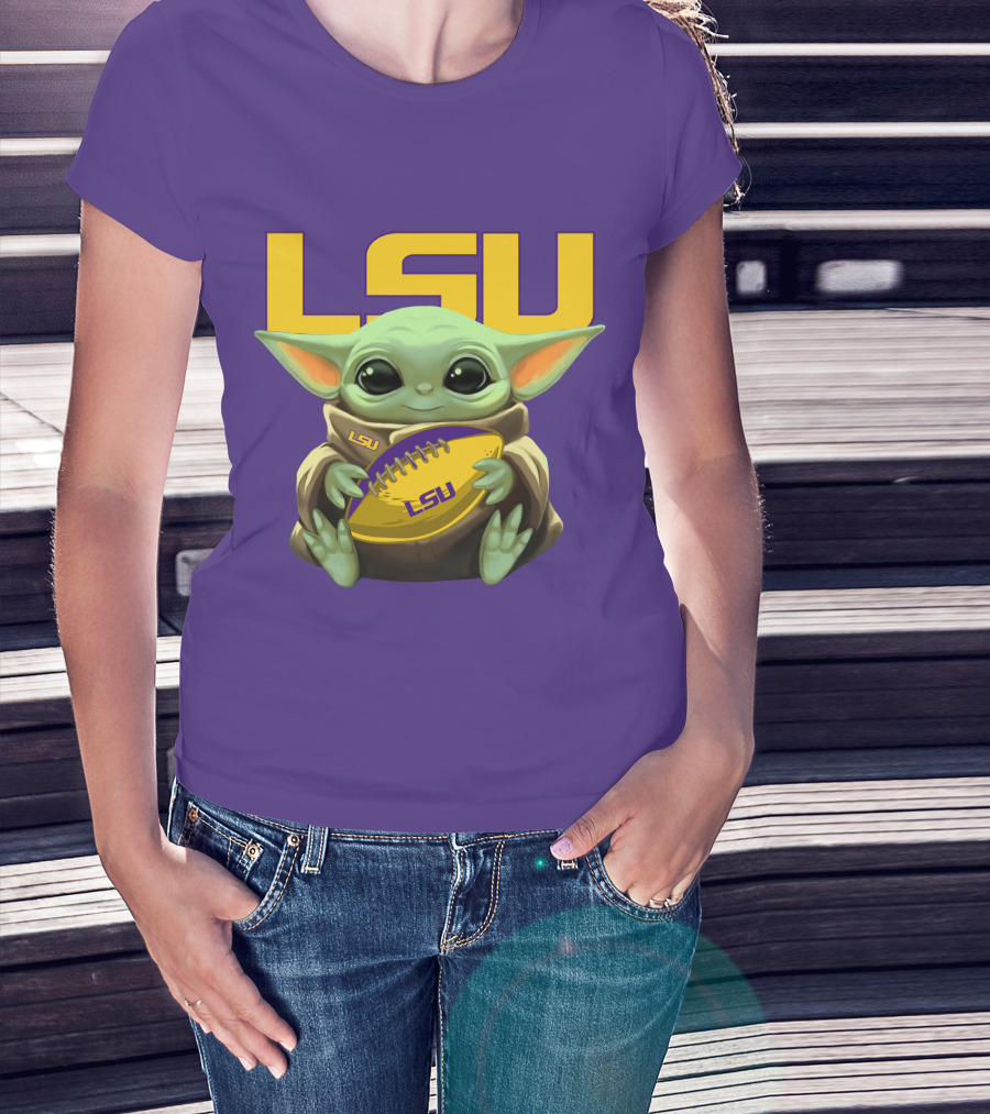 Lsu Baby Alien With Football T-Shirt