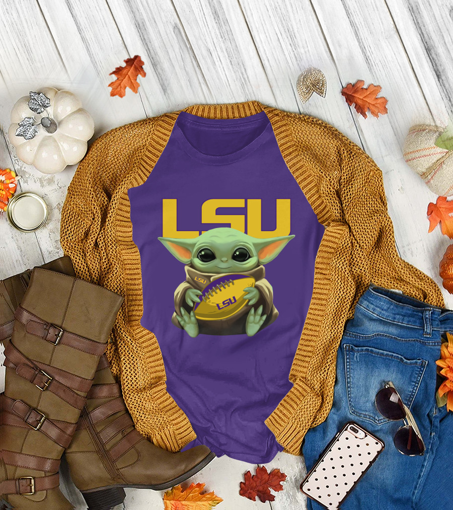 Lsu Baby Alien With Football T-Shirt