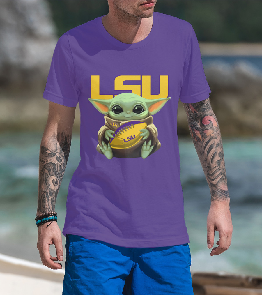 Lsu Baby Alien With Football T-Shirt
