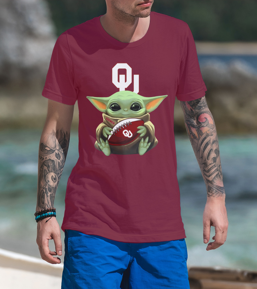 Ou Sooner Football Baby Yoda T-Shirt