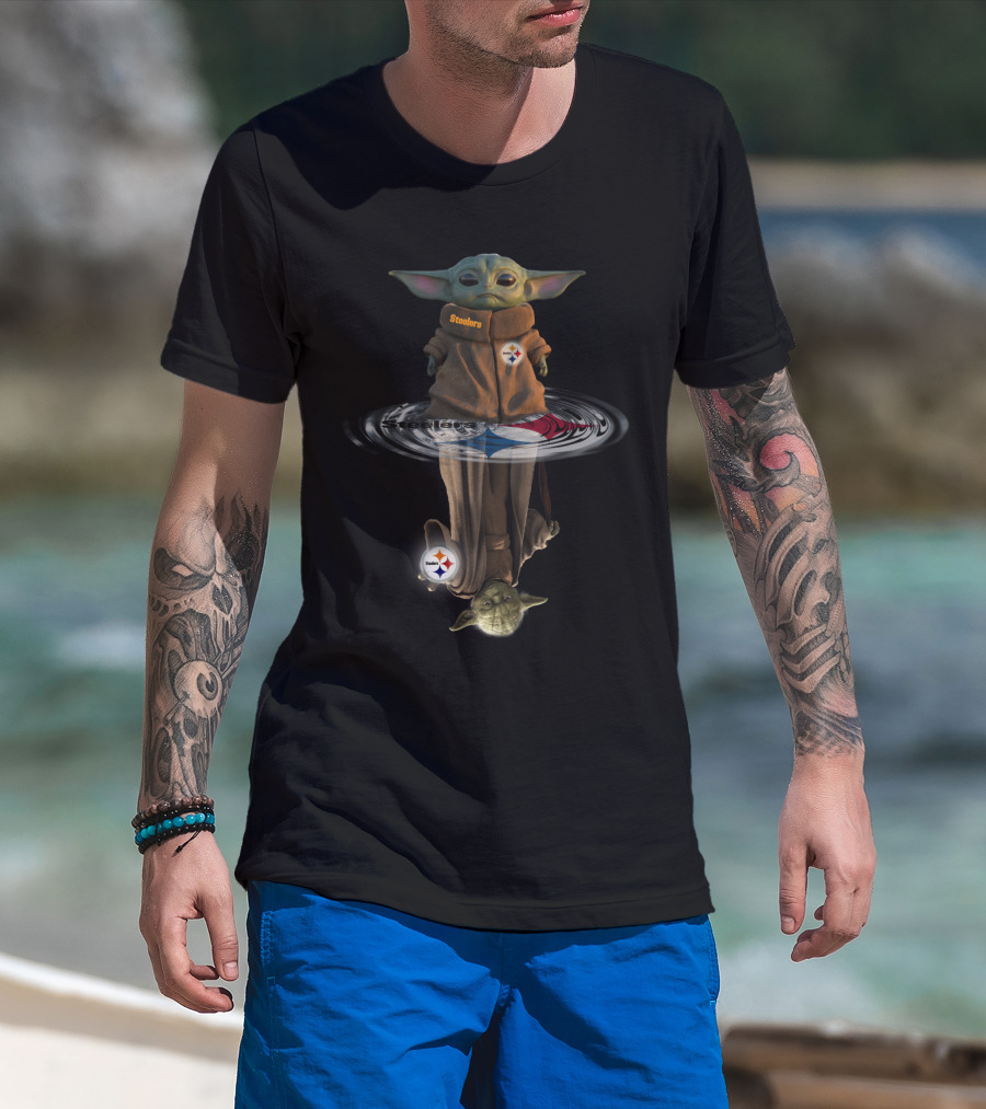 Steelers Baby Yoda And Yoda Reflection T-Shirt