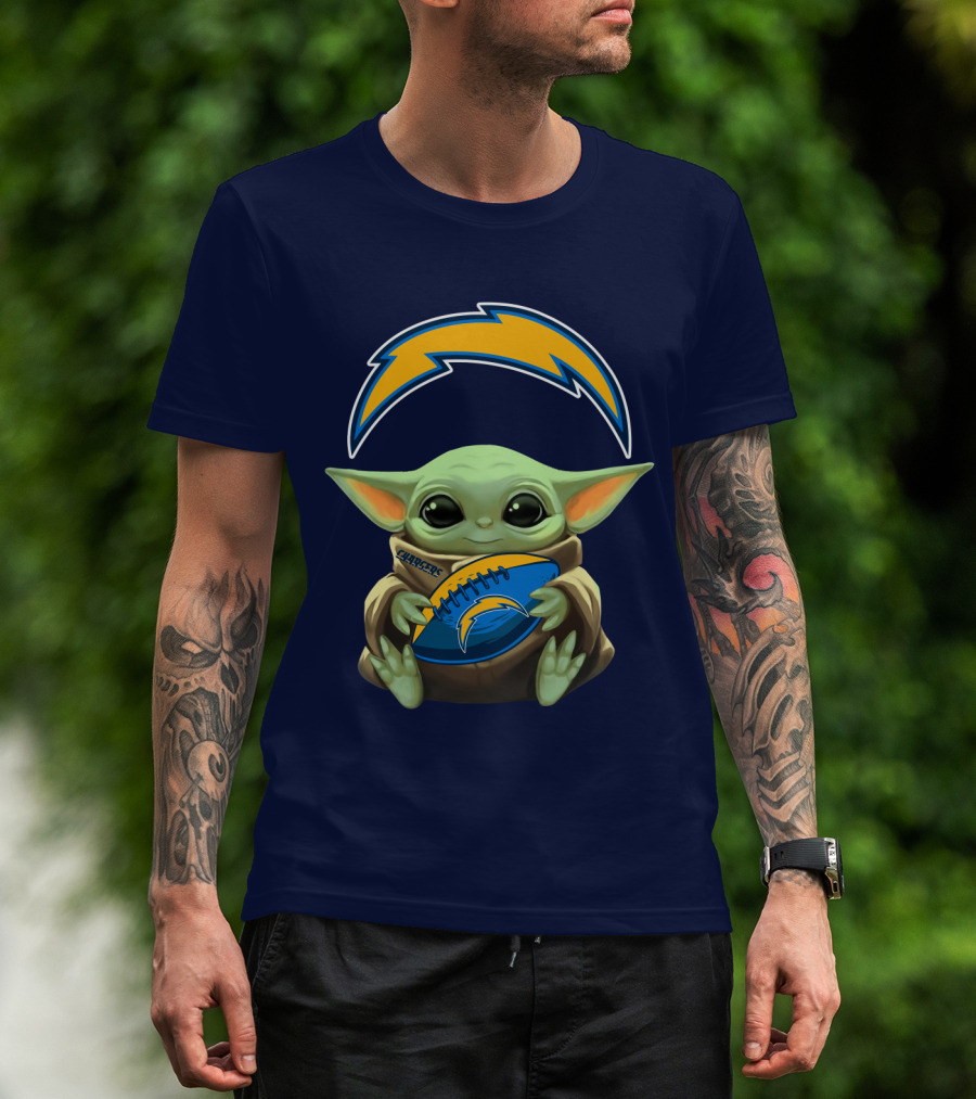 Los Angeles Chargers Baby Yoda Football T-Shirt