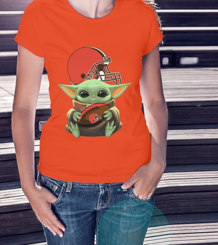 Cleveland Browns Football Baby Yoda T-Shirt