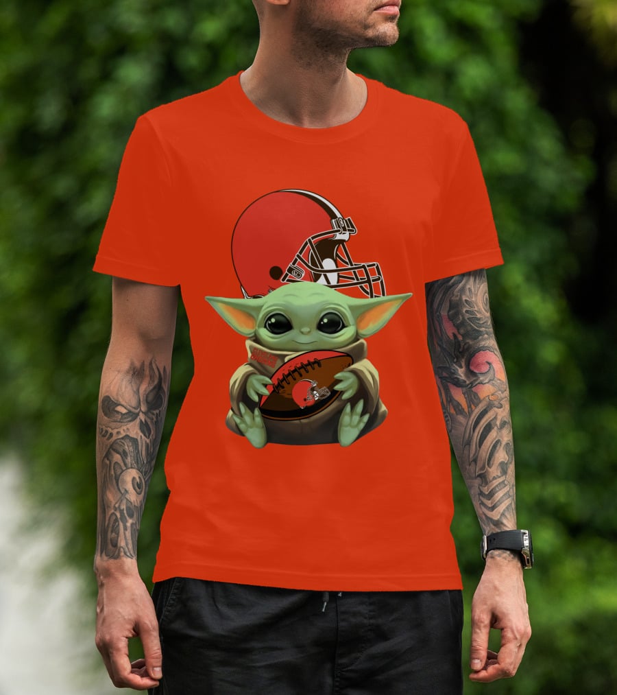 Cleveland Browns Football Baby Yoda T-Shirt