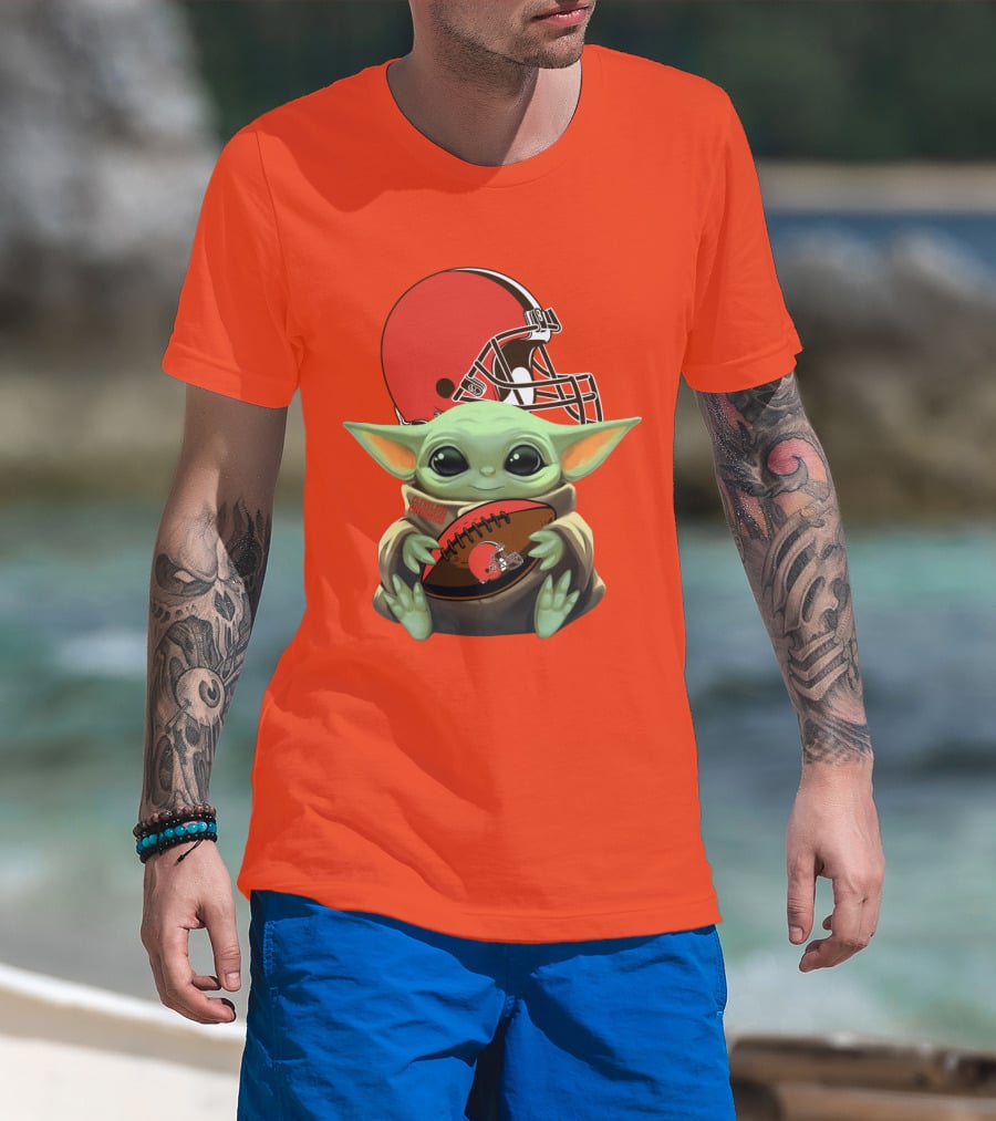 Cleveland Browns Football Baby Yoda T-Shirt