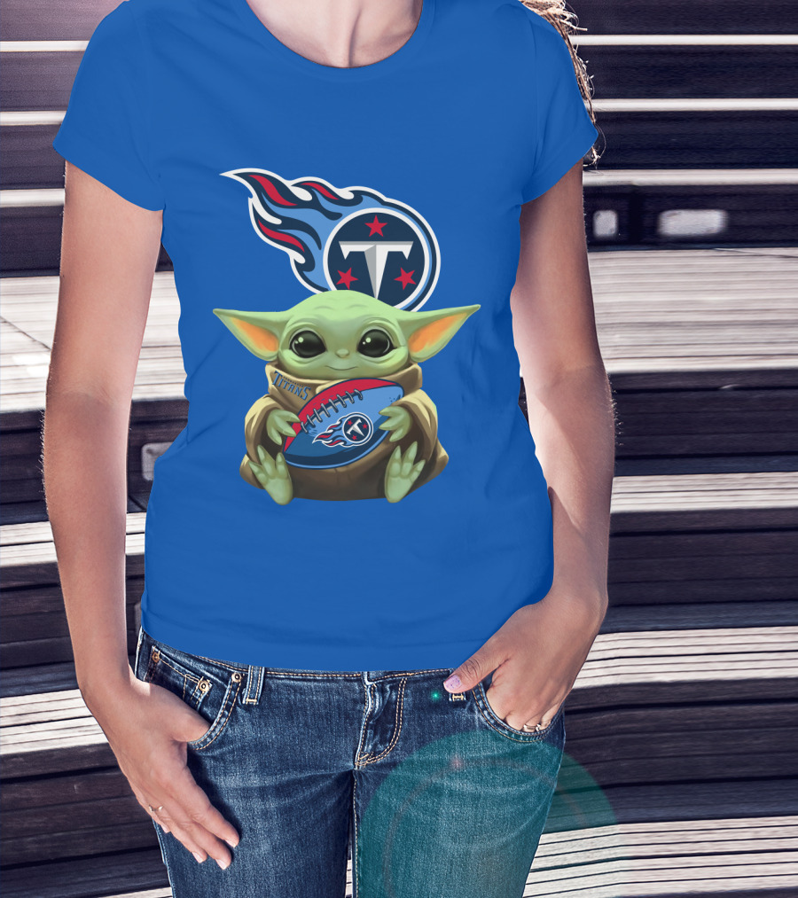Tennessee Titans Baby Yoda Football T-Shirt